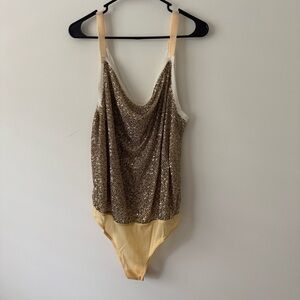 Intimately Free People Gold Glitter Bodysuit Small S